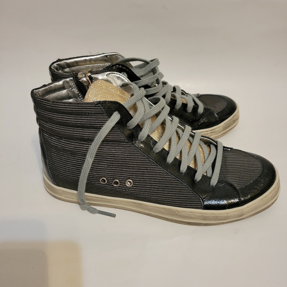 P448 Black and Gold High-Top Sneakers
